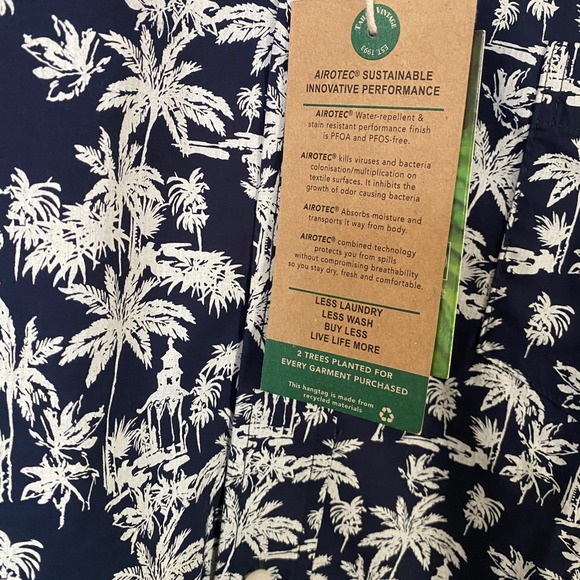 Tailor Vintage Luxe Performance Palm Tree Shirt Navy White XXL Airotec Stretch - Picture 3 of 9